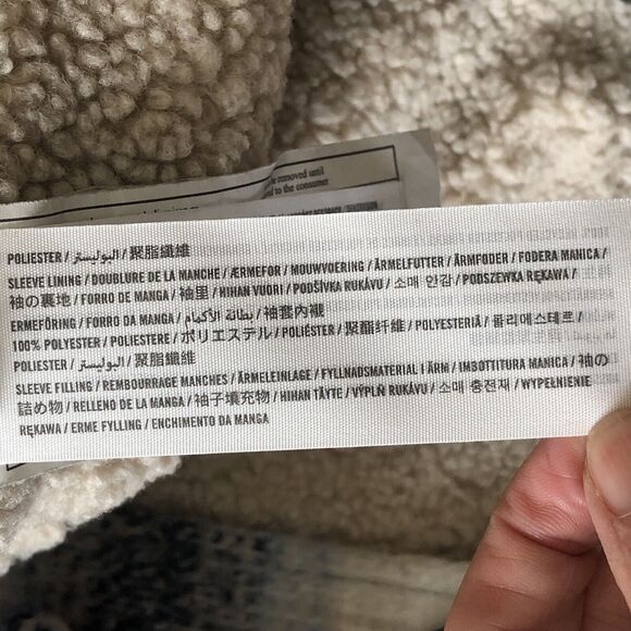 Abercrombie & Fitch Sherpa Lined Boxy Relaxed Fit Shaggy Plaid Flannel Jacket L - Picture 15 of 16